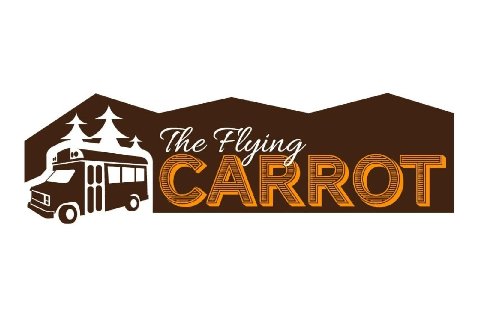 flying carrot logo with illustrated bus 